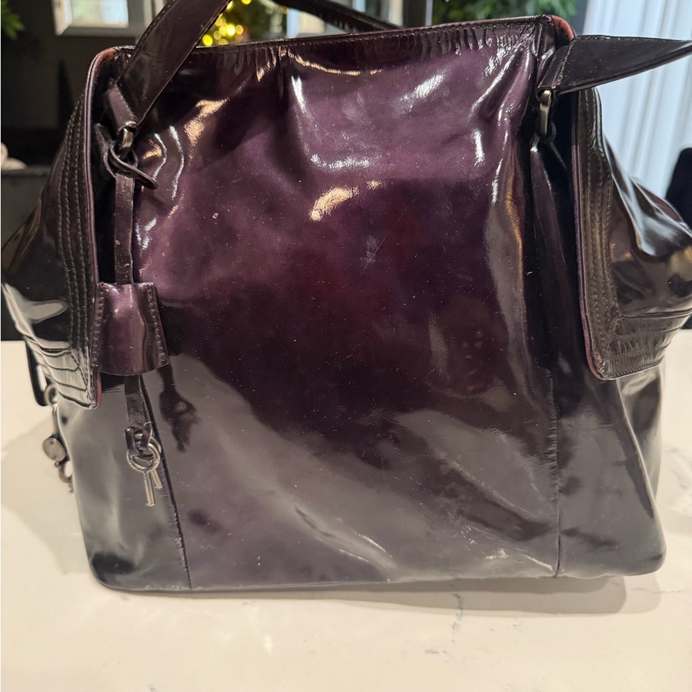 Salvatore Ferragamo Deep Burgundy Patent Shoulder Bag - Picture 7 of 9